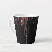 Luxus Black Rose Gold Funkelnd Glitzer Fringe Milchtasse (Linke Ecke)