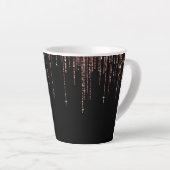 Luxus Black Rose Gold Funkelnd Glitzer Fringe Milchtasse (Rechte Ecke)