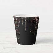 Luxus Black Rose Gold Funkelnd Glitzer Fringe Milchtasse (Vorderseite)