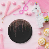 Luxus Black Rose Gold Funkelnd Glitzer Fringe Pappteller (Party)