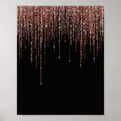 Luxus Black Rose Gold Funkelnd Glitzer Fringe Poster (Vorne)