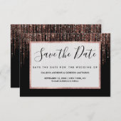 Luxus Black Rose Gold Funkelnd Glitzer Fringe Save The Date (Vorne/Hinten)