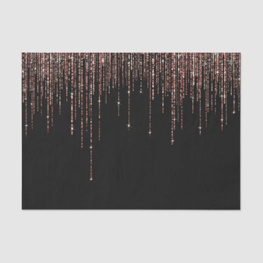 Luxus Black Rose Gold Funkelnd Glitzer Fringe Seidenpapier (Vorderseite)