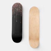 Luxus Black Rose Gold Funkelnd Glitzer Fringe Skateboard (Vorderseite)