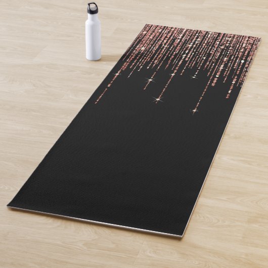 Luxus Black Rose Gold Funkelnd Glitzer Fringe Yogamatte (Beispiel)