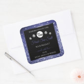 Luxus Black Royal Blue Glitzer Logo Quadratischer Aufkleber (Umschlag)