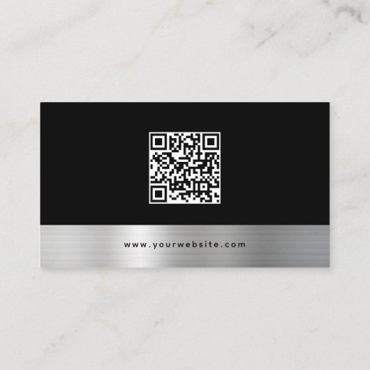 Luxus Black Silver Company Social Media & QR Code Visitenkarte (Rückseite)