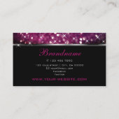 Luxus Black Silver Lila Glitzer Luminous Stars Visitenkarte (Rückseite)