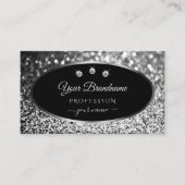 Luxus Black Silver Sparkle Glitzer Stars Diamonds Visitenkarte (Vorderseite)