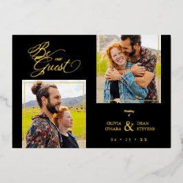 Luxus Black Trendy 2 Fotos Golden Folieneinladung