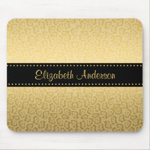 Luxus Black und Gold Jaguar Print mit Namen Mousepad