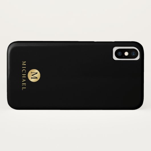Luxus Black und Gold Personalisiert Monogramm Case-Mate iPhone Hülle (Rückseite (Horizontal))