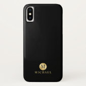 Luxus Black und Gold Personalisiert Monogramm Case-Mate iPhone Hülle (Rückseite)