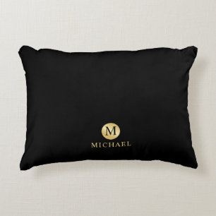 Luxus Black und Gold Personalisiert Monogramm Dekokissen