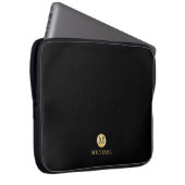 Luxus Black und Gold Personalisiert Monogramm Laptopschutzhülle (Vorne Rechts)