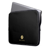 Luxus Black und Gold Personalisiert Monogramm Laptopschutzhülle (Vorderseite Links)
