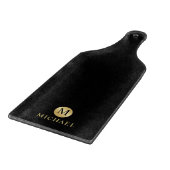 Luxus Black und Gold Personalisiert Monogramm Schneidebrett (Ecke)