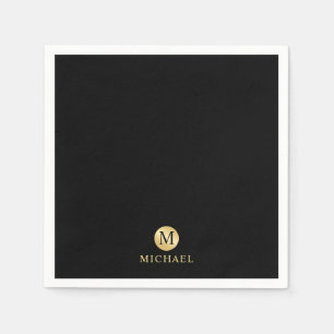 Luxus Black und Gold Personalisiert Monogramm Serviette