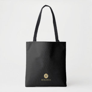 Luxus Black und Gold Personalisiert Monogramm Tasche