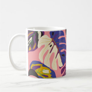 Luxus-Blatt Art Deco Tapete. Naturhintergrund. Kaffeetasse
