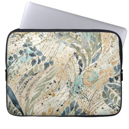 Luxus-Blattmuster mit Gold, Salbei, Beige-Farbe Laptopschutzhülle