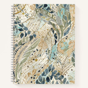 Luxus-Blattmuster mit Gold, Salbei, Beige-Farbe Notizblock