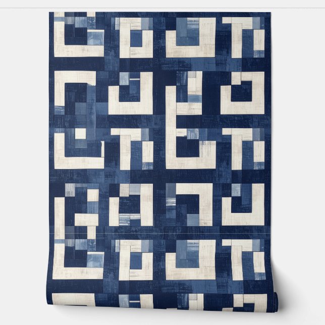 Luxus Blau 3D Muster Design Tapete (Abrollen)