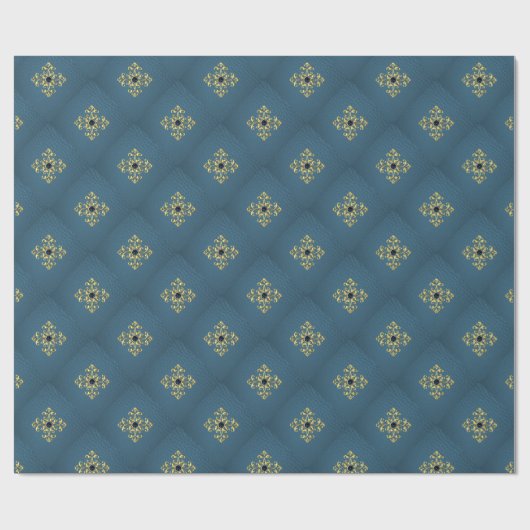 Luxus Blau/Gold Geschenkpapier (Flach)