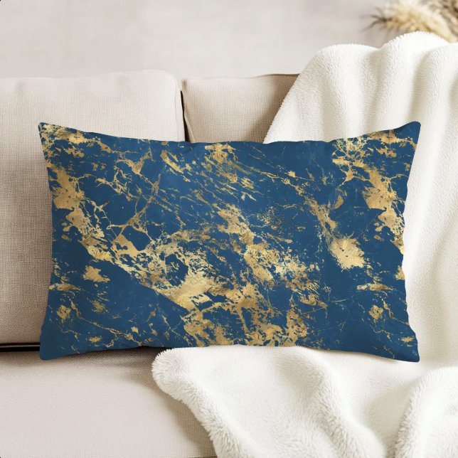 Luxus Blau Gold Marmor Dekokissen (Von Creator hochgeladen)