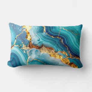 Luxus Blau & Gold Marmor Kintsugi Gebets Kissen