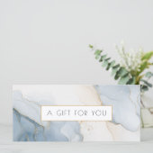 Luxus-Blau-Gold-Marmor-QR-Code-Geschenkgutschein (Stehend Vorderseite)