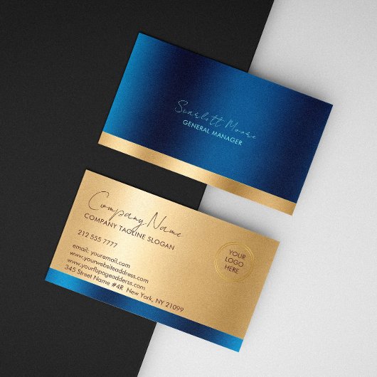 Luxus Blau & Gold Visitenkarte