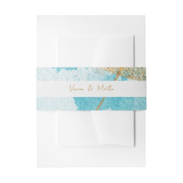 Luxus Blau & Golden Watercolor Abstrakt Einladungsbanderole