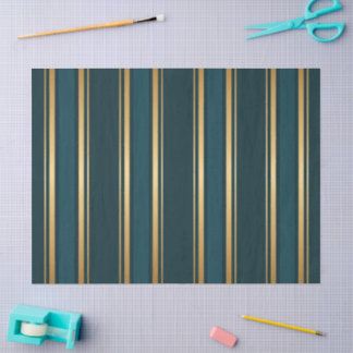 Luxus Blau Grün Gold Streifen Dekoratives Seidenpa Seidenpapier