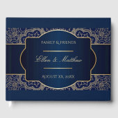 Luxus Blau, Marine, Gold, Hochzeitsempfang Gästebuch (Vorderseite)
