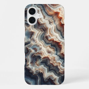 Luxus-Blau- und Bernstein-Achat-Handyhülle - Kompl iPhone 16 Plus Hülle