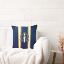 Luxus Blau-Weiß monogrammiertes Wappen Dekorativ