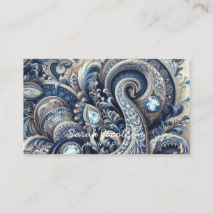 Luxus-Blau-Weiß-Paisley-Diamant Visitenkarte