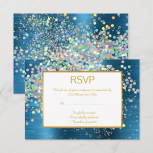 LUXUS BLAUER REGENBOGEN HOLOGRAFISCHER FLECK RSVP KARTE