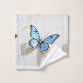 Luxus Blue Butterfly Design Badhandtuch Set (Waschlappen)