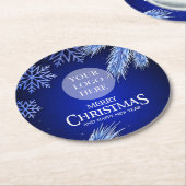 Luxus Blue Company Weihnachts-Logo Runder Pappuntersetzer (Angewinkelt)