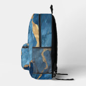 Luxus Blue & Gold Abstrakt Leaf Rucksack (Rechts)