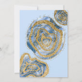 Luxus Blue Gold Marmor Agate Glitzer Sweet 16 Einladung (Rückseite)