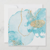 Luxus Blue Gold Wasserfarbe Save the Date Abstrakt Einladung (Rückseite)