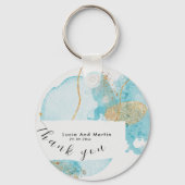 Luxus Blue & Golden Watercolor Vielen Dank für Ihr Schlüsselanhänger (Vorderseite)