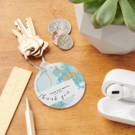 Luxus Blue & Golden Watercolor Vielen Dank für Ihr Schlüsselanhänger