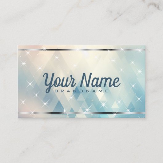 Luxus Blue Triangle Pattern Glitzer Shiny Stars Visitenkarte (Vorderseite)