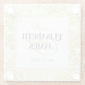 Luxus Blüh Chic Winter White and Gold Hochzeit Glasuntersetzer (Rückseite)