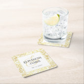 Luxus Blüh Chic Winter White and Gold Hochzeit Rechteckiger Pappuntersetzer (Vor Ort)