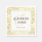 Luxus Blüh Chic Winter White and Gold Hochzeit Serviette (Vorderseite)